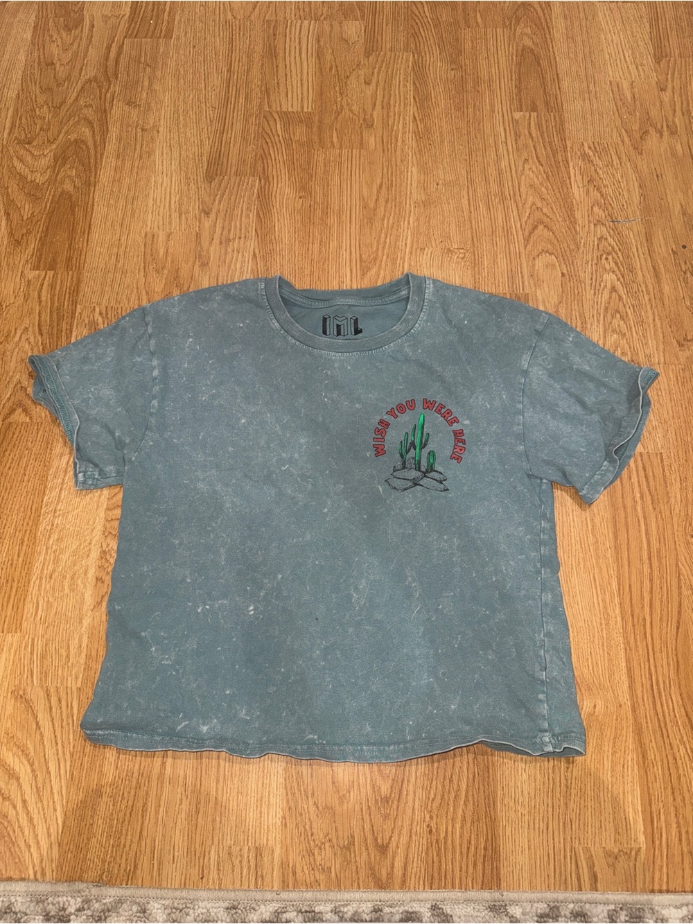 Kids' Washed Teal Short-Sleeve Tee with Cactus Graphic
